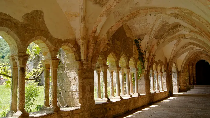 Cloître de l'Abbaye de Sylvanès, construit dans la deuxième moitié du XIIème siècle, voûté au XIIIème siècle